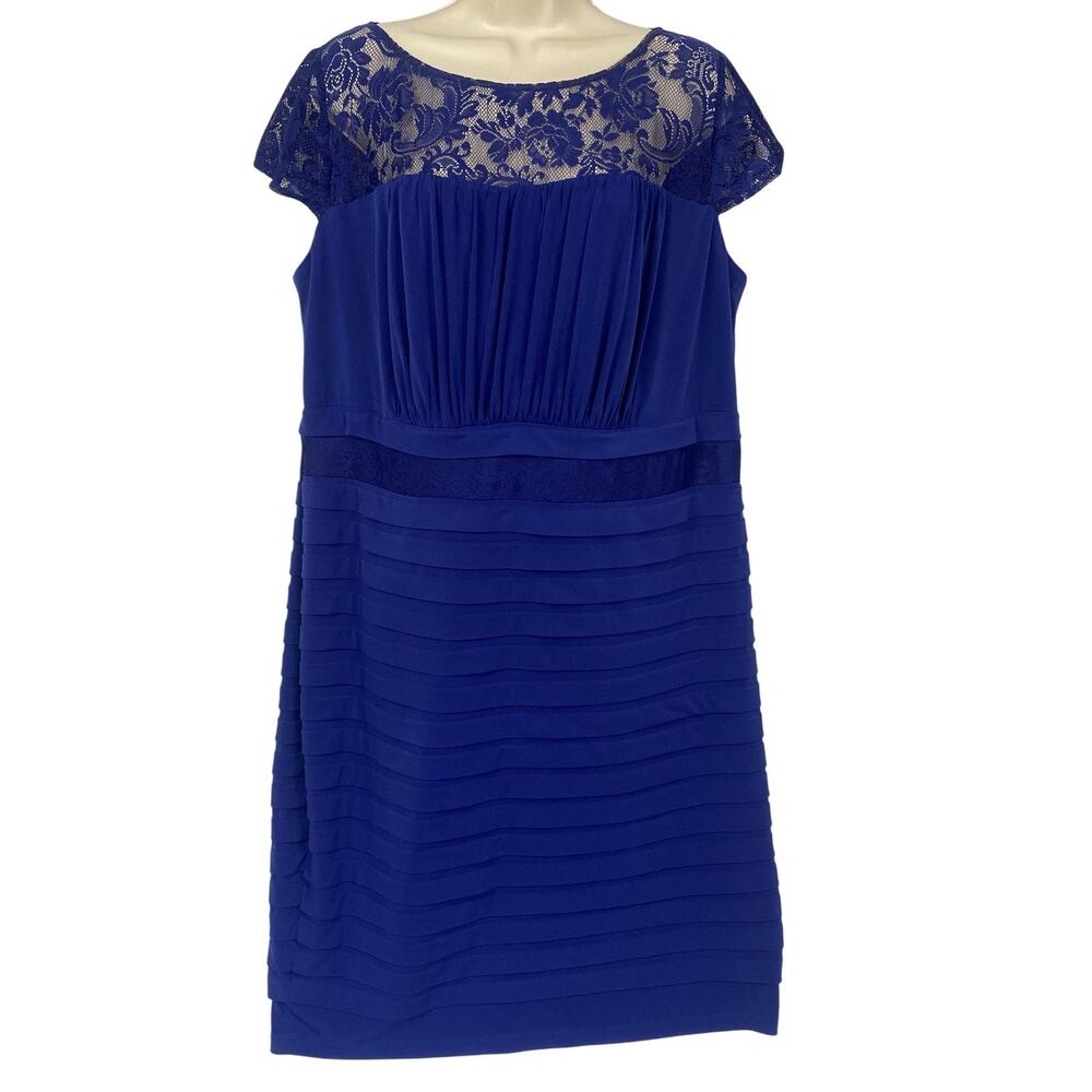 Dressbarn Collection‎ Dress 16 Purple Lace Pleated Sheath Cocktail Party Formal